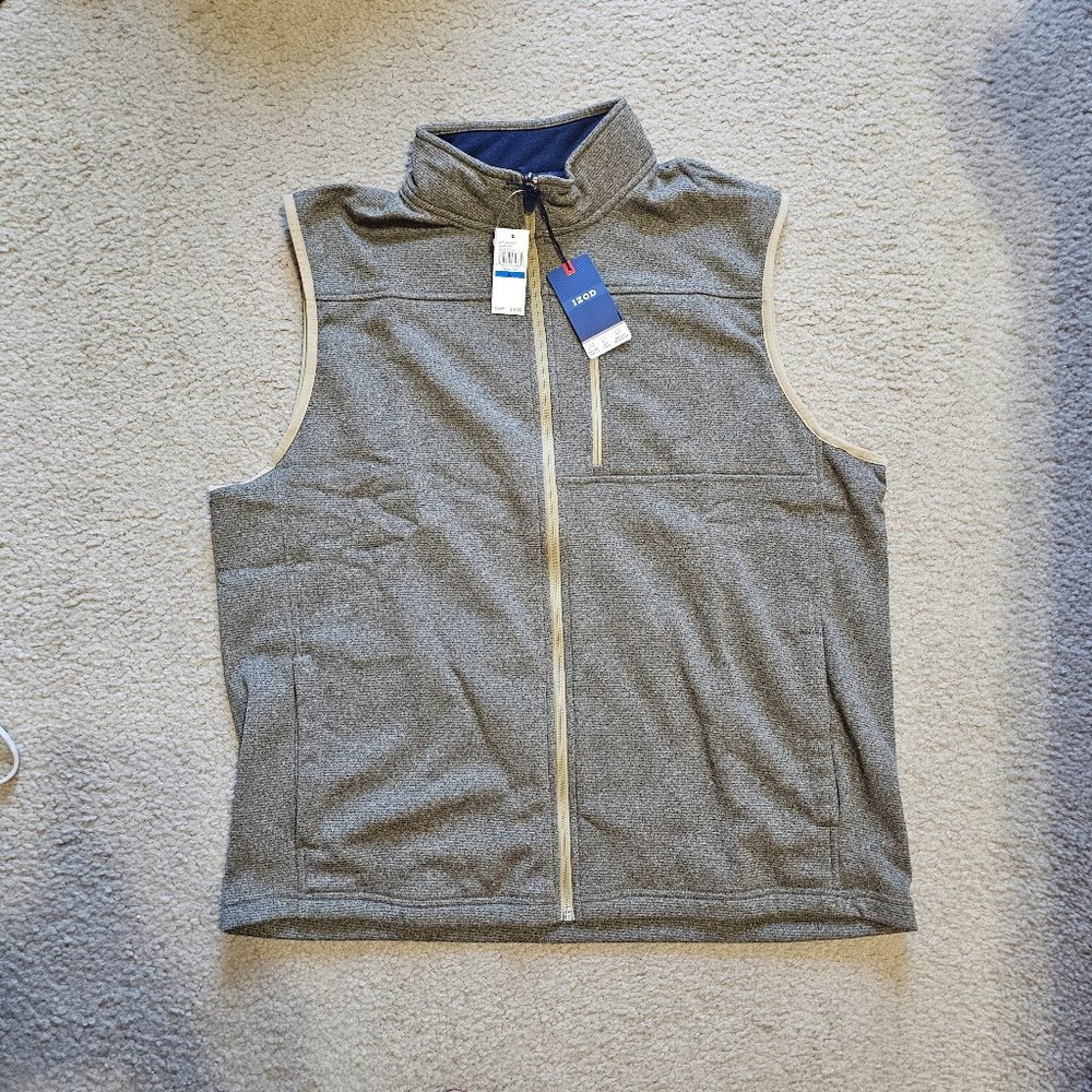 IZOD Men's Fleece Soft Lightweight Sweater Vest - Camel Heather Brown XL NWT